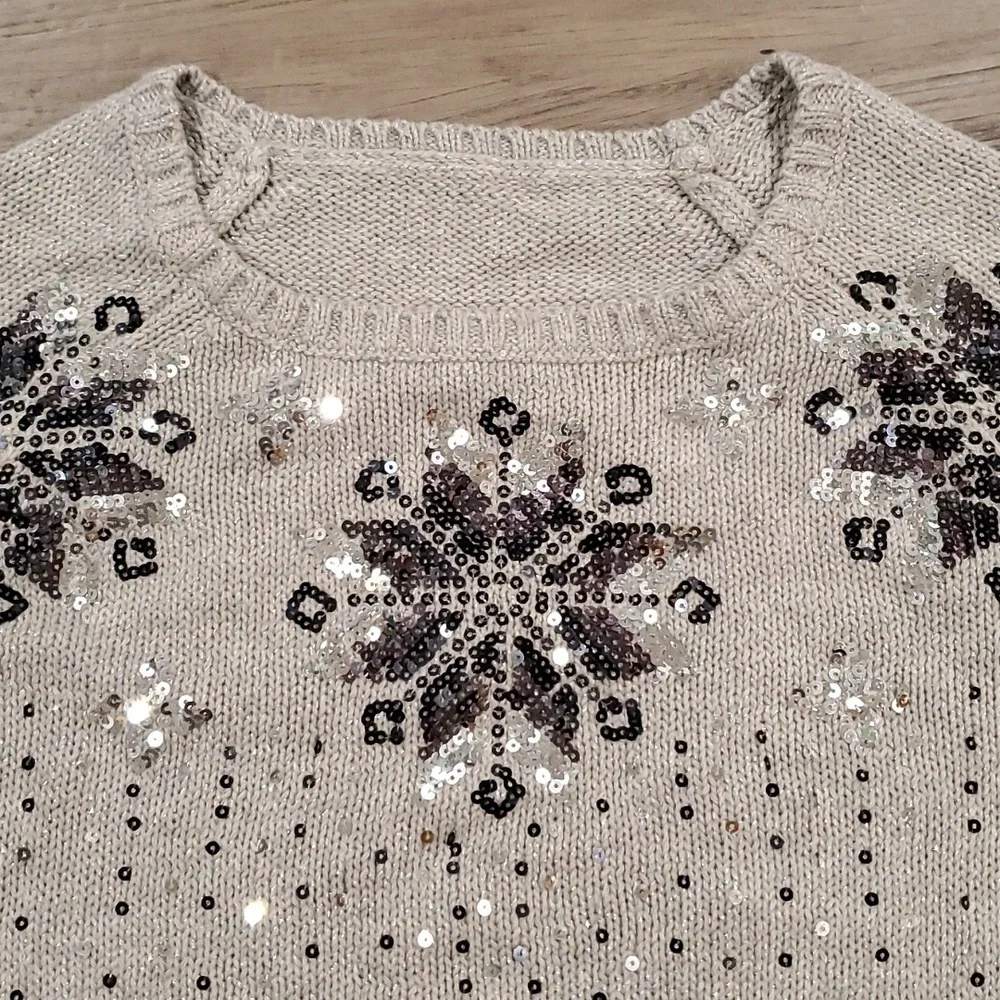 Justice Sequins Snowflake Short Sweater Size 8